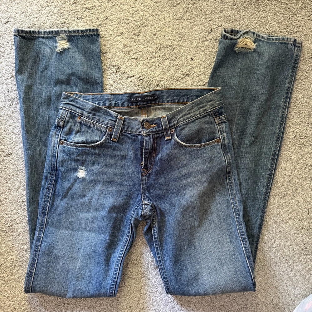Ralph Lauren Vintage Size 26 Blue Lightly Distressed Women's Jeans